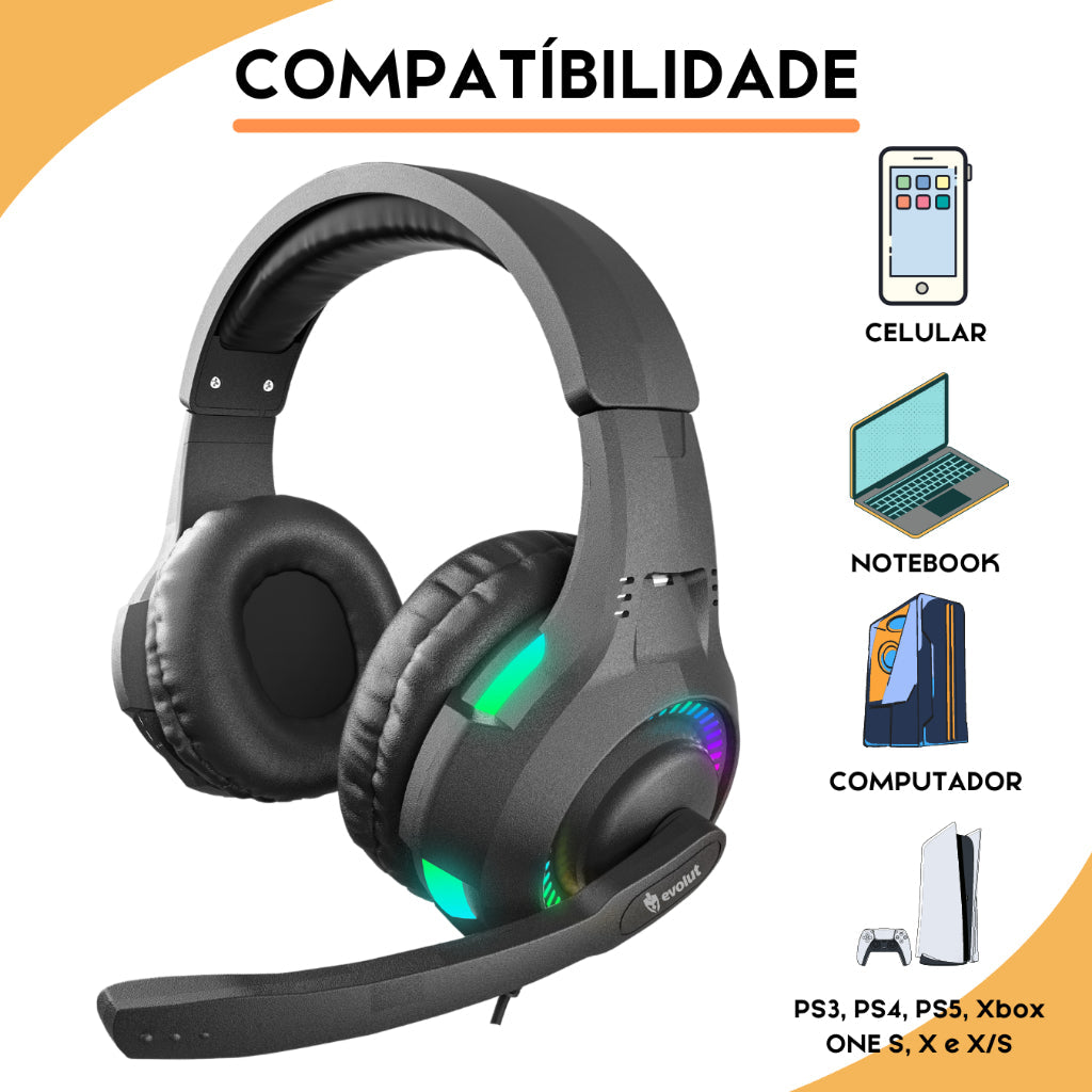 Fone De Ouvido Headset Gamer Rgb LED